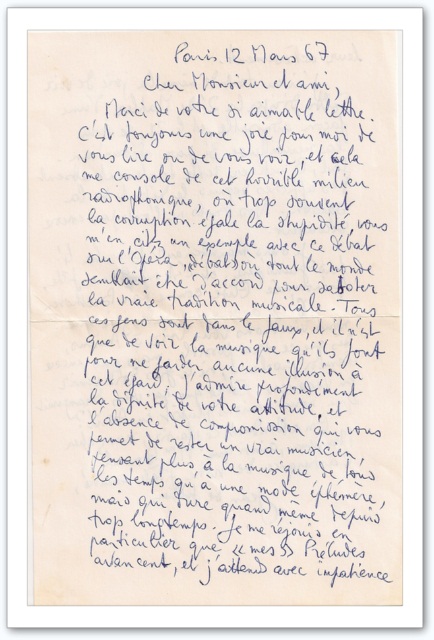 Jean de Solliers à Yvon Bourrel-12 mars 67-recto
