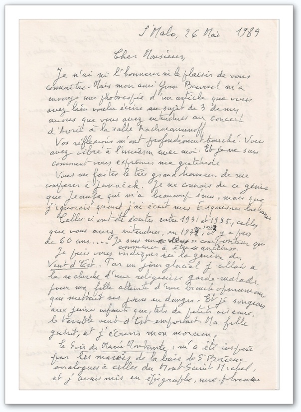 Hippolyte Corbes à J-M Sueur-26 mai 1989