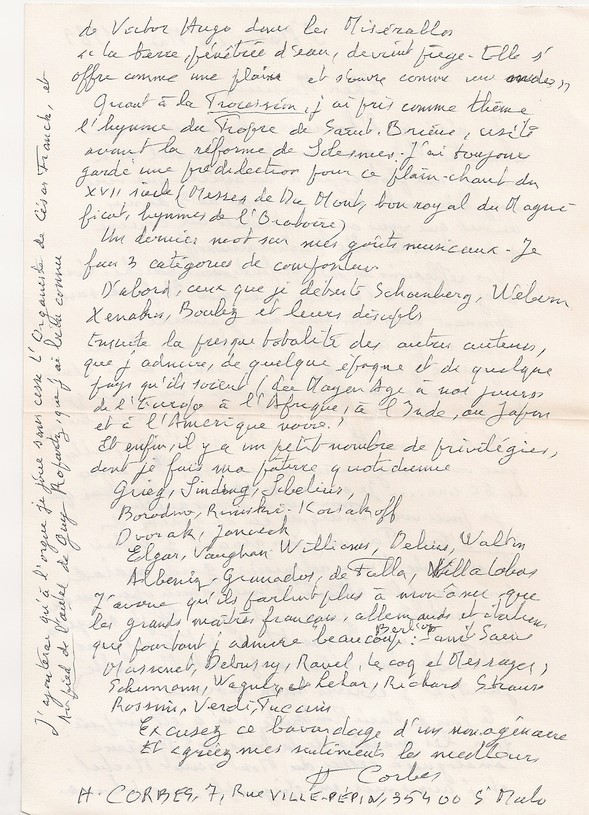 Hippolyte Corbes à J-M Sueur-26 mai 1989-verso