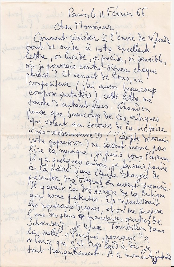 Jean de Solliers à Yvon Bourrel-11 février 66 page 1