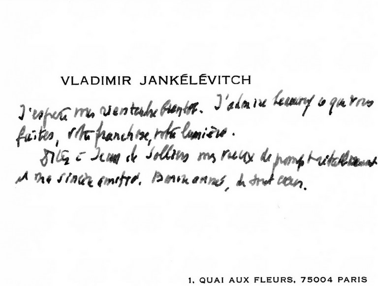 Vladimir Jankelevitch à Yvon Bourrel