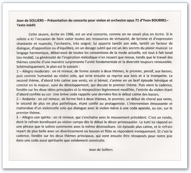 concerto pour violon d'Yvon Bourrel par J. de Solliers